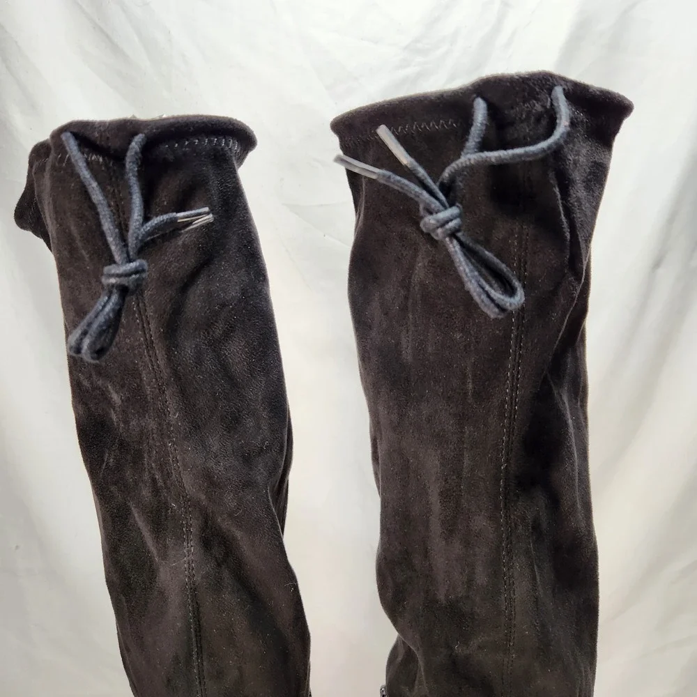 JustFab Aubriana Boots Over The Knee Heeled Suede‎ Women's Size 9 Black